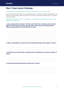 Free Team Games Activity Sheet | Year 4 Supported | BookFlik