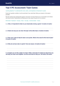 Free Team Games Assessment | Year 4 Supported | BookFlik