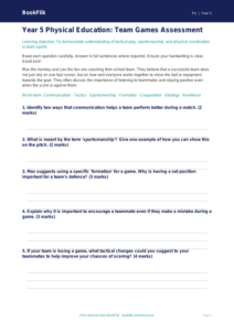 Free Team Games Assessment | Year 5 Core | BookFlik