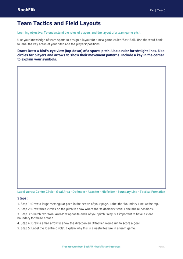 Free Team Games Drawing Sheet | Year 5 Core | BookFlik worksheet preview — Pe Team Games