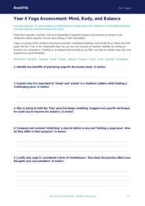 Free Yoga Assessment | Year 4 Greater Depth | BookFlik