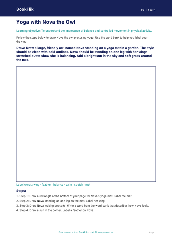 Free Yoga Drawing Sheet | Year 4 Supported | BookFlik worksheet preview — Pe Yoga