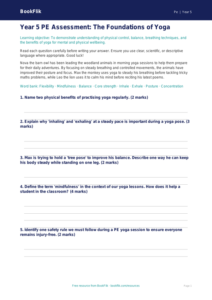 Free Yoga Assessment | Year 5 Core | BookFlik