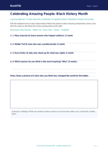 Free Black History Month Activity Sheet | Year 4 Supported | BookFlik