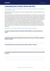 Free Black History Month Comprehension | Year 4 Supported | BookFlik