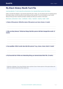 Free Black History Month Template | Year 4 Supported | BookFlik