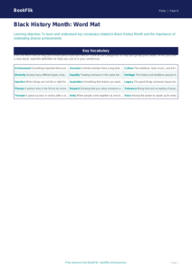 Free Black History Month Word Mat | Year 4 Supported | BookFlik