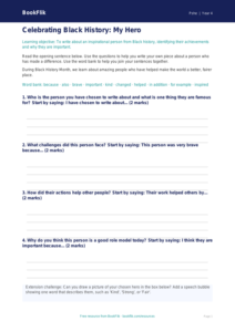 Free Black History Month Writing Frame | Year 4 Supported | BookFlik