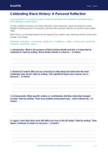 Free Black History Month Writing Frame | Year 5 Core | BookFlik
