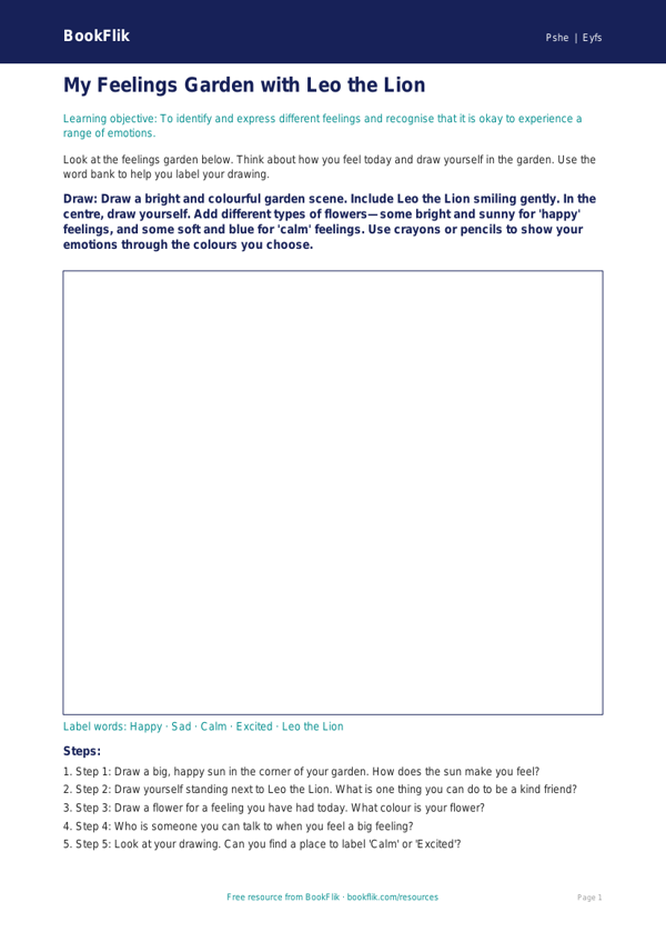 Free Feelings Drawing Sheet | EYFS Core | BookFlik worksheet preview — Pshe Feelings