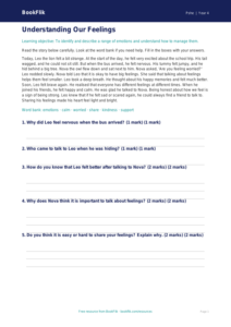 Free Feelings Comprehension | Year 4 Supported | BookFlik