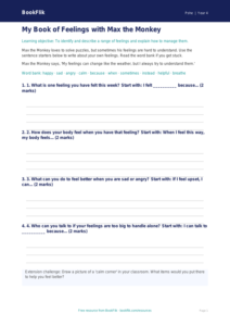 Free Feelings Writing Frame | Year 4 Supported | BookFlik