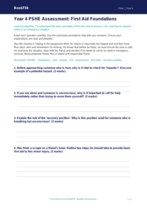 Free First Aid Assessment | Year 4 Greater Depth | BookFlik
