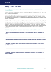Free First Aid Comprehension | Year 5 Core | BookFlik