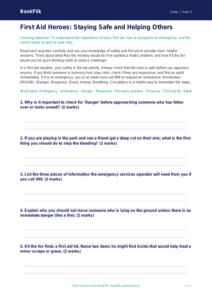 Free First Aid Worksheet | Year 5 Core | BookFlik