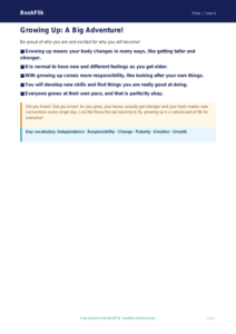 Free Growing Up Poster | Year 4 Supported | BookFlik
