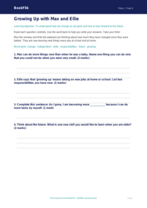 Free Growing Up Worksheet | Year 4 Supported | BookFlik