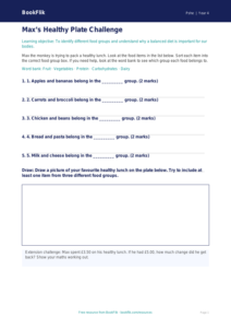 Free Healthy Eating Activity Sheet | Year 4 Supported | BookFlik