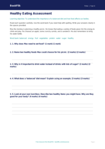 Free Healthy Eating Assessment | Year 4 Supported | BookFlik