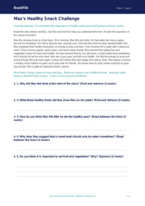 Free Healthy Eating Comprehension | Year 4 Supported | BookFlik