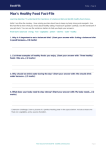 Free Healthy Eating Template | Year 4 Supported | BookFlik