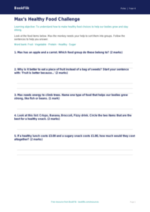 Free Healthy Eating Worksheet | Year 4 Supported | BookFlik