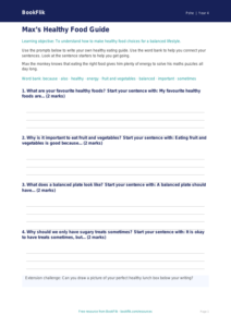 Free Healthy Eating Writing Frame | Year 4 Supported | BookFlik