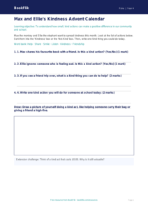 Free Kindness Advent Activity Sheet | Year 4 Supported | BookFlik