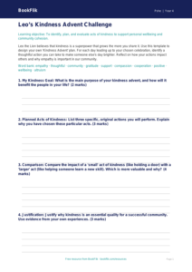 Free Kindness Advent Template | Year 4 Greater Depth | BookFlik