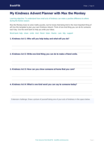 Free Kindness Advent Template | Year 4 Supported | BookFlik