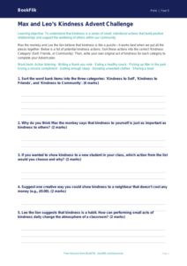 Free Kindness Advent Activity Sheet | Year 5 Core | BookFlik