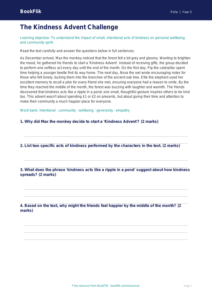 Free Kindness Advent Comprehension | Year 5 Core | BookFlik