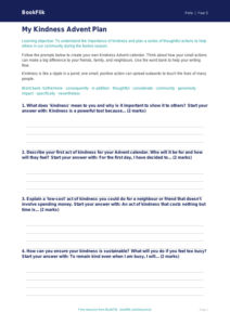 Free Kindness Advent Writing Frame | Year 5 Core | BookFlik