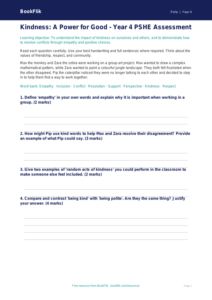 Free Kindness Assessment | Year 4 Greater Depth | BookFlik