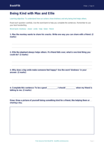 Free Kindness Worksheet | Year 4 Supported | BookFlik