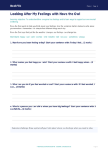 Free Mental Health Writing Frame | Year 4 Supported | BookFlik