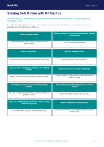 Free Online Safety Flashcards | Year 4 Supported | BookFlik