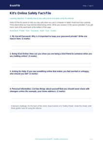 Free Online Safety Template | Year 4 Supported | BookFlik