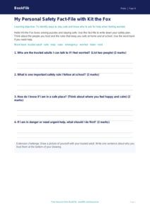 Free Personal Safety Template | Year 4 Supported | BookFlik