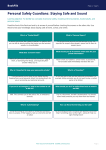 Free Personal Safety Flashcards | Year 5 Core | BookFlik
