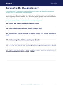 Free Puberty Activity Sheet | Year 5 Core | BookFlik