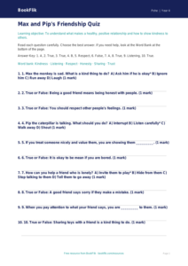 Free Relationships Quiz | Year 4 Supported | BookFlik