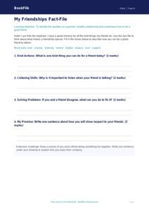 Free Relationships Template | Year 4 Supported | BookFlik