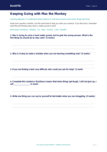 Free Resilience Worksheet | Year 4 Supported | BookFlik