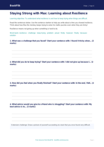Free Resilience Writing Frame | Year 4 Supported | BookFlik