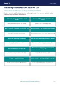 Free Wellbeing Flashcards | Year 4 Supported | BookFlik
