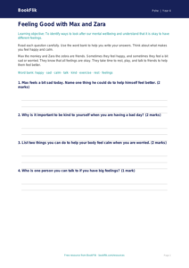 Free Wellbeing Worksheet | Year 4 Supported | BookFlik
