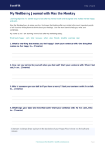 Free Wellbeing Writing Frame | Year 4 Supported | BookFlik
