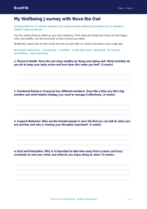 Free Wellbeing Writing Frame | Year 5 Core | BookFlik
