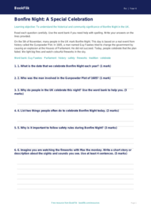Free Bonfire Night Assessment | Year 4 Supported | BookFlik